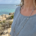 Sautoir long maille marine
