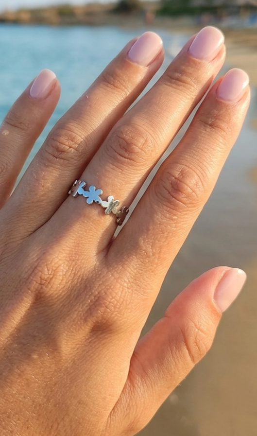 1000026755 bague acier inoxydable argentée femme Style Chic