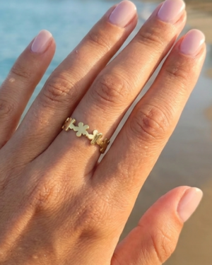 bague acier inoxydable dorée femme Style Chic