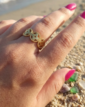 bague acier inoxydable dorée femme Style Chic