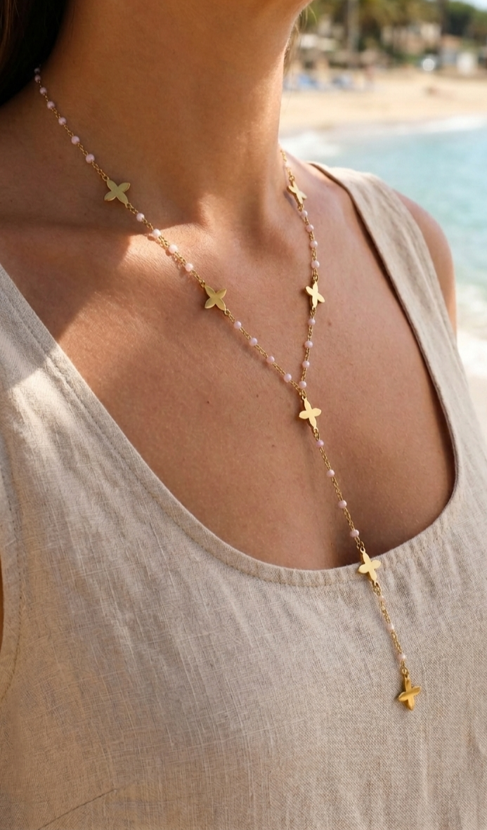 1000026764 collier acier inoxydable doré femme Style Chic