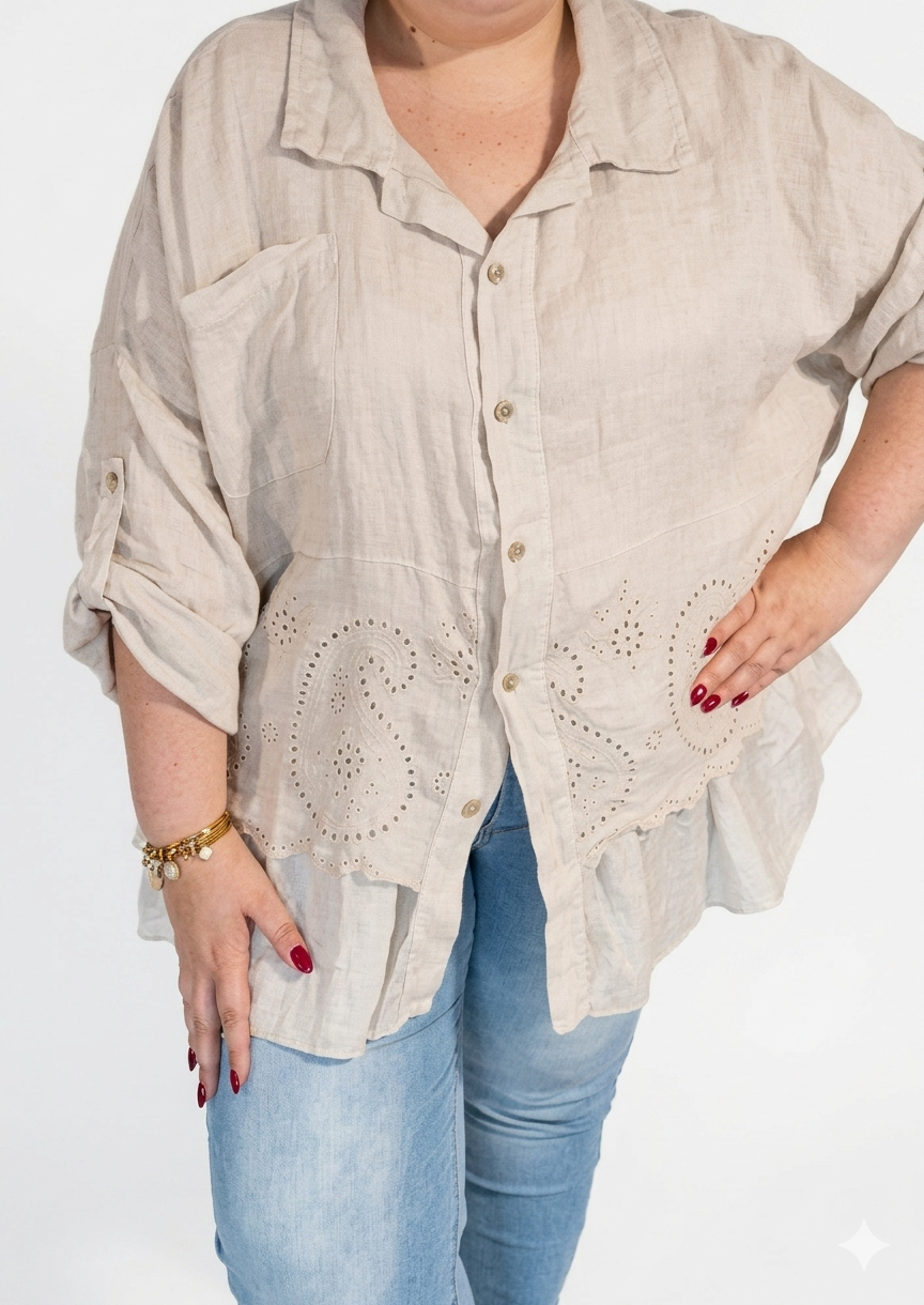 1000026898 chemise grande taille femme coton Style Chic
