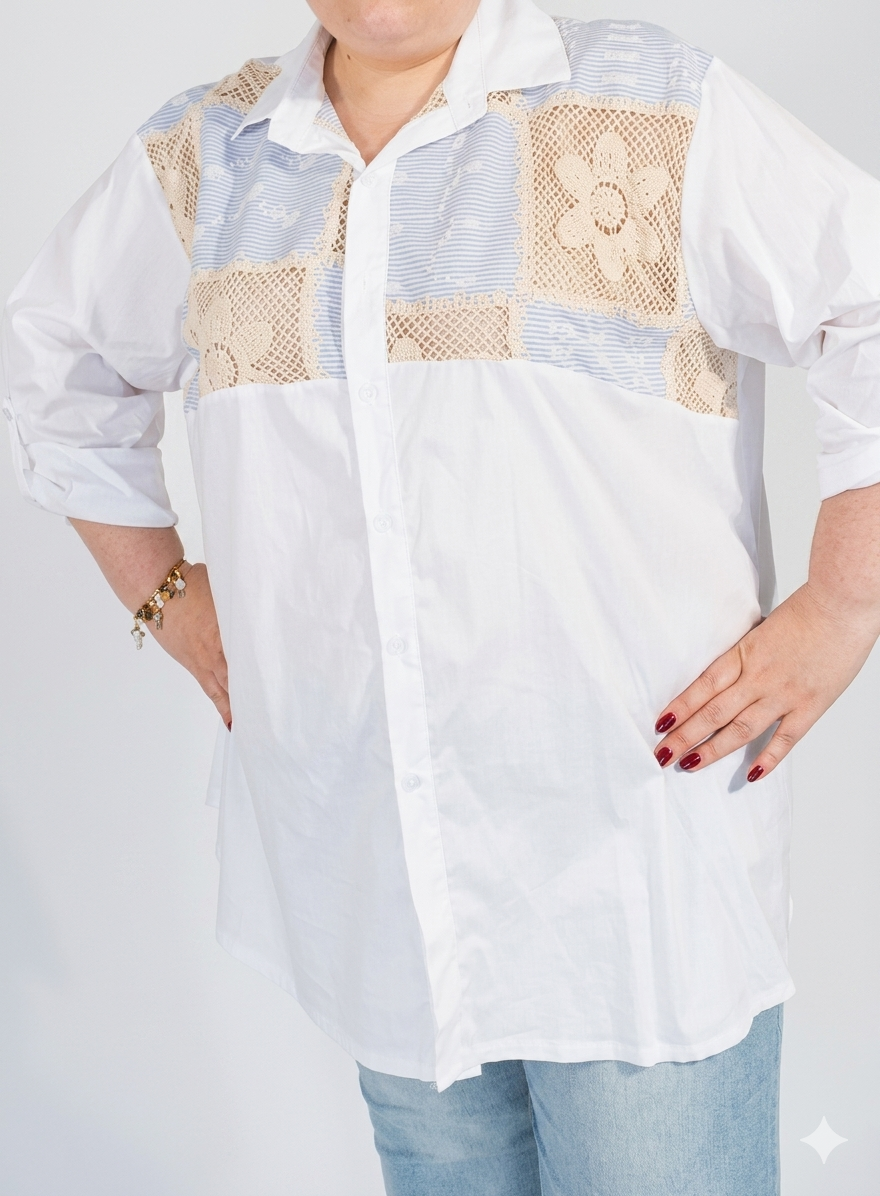 1000026930 chemise grande taille femme coton Style Chic