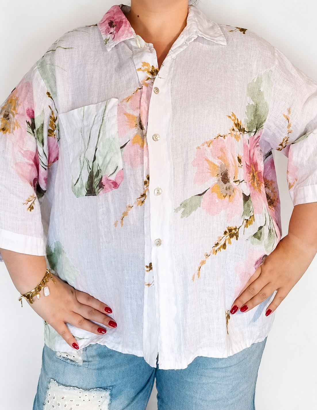 1000027104 chemise grande taille femme coton Style Chic