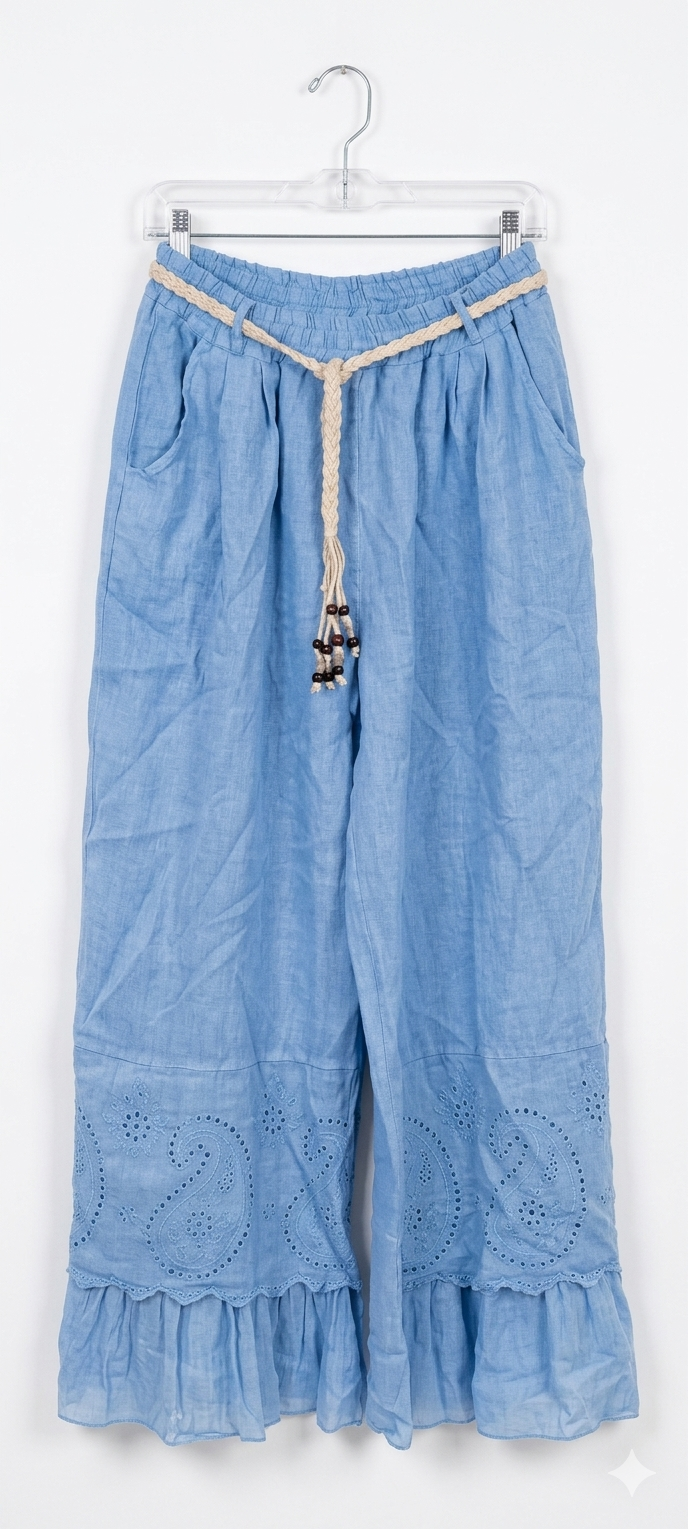1000027161 pantalon grande taille femme coton Style Chic