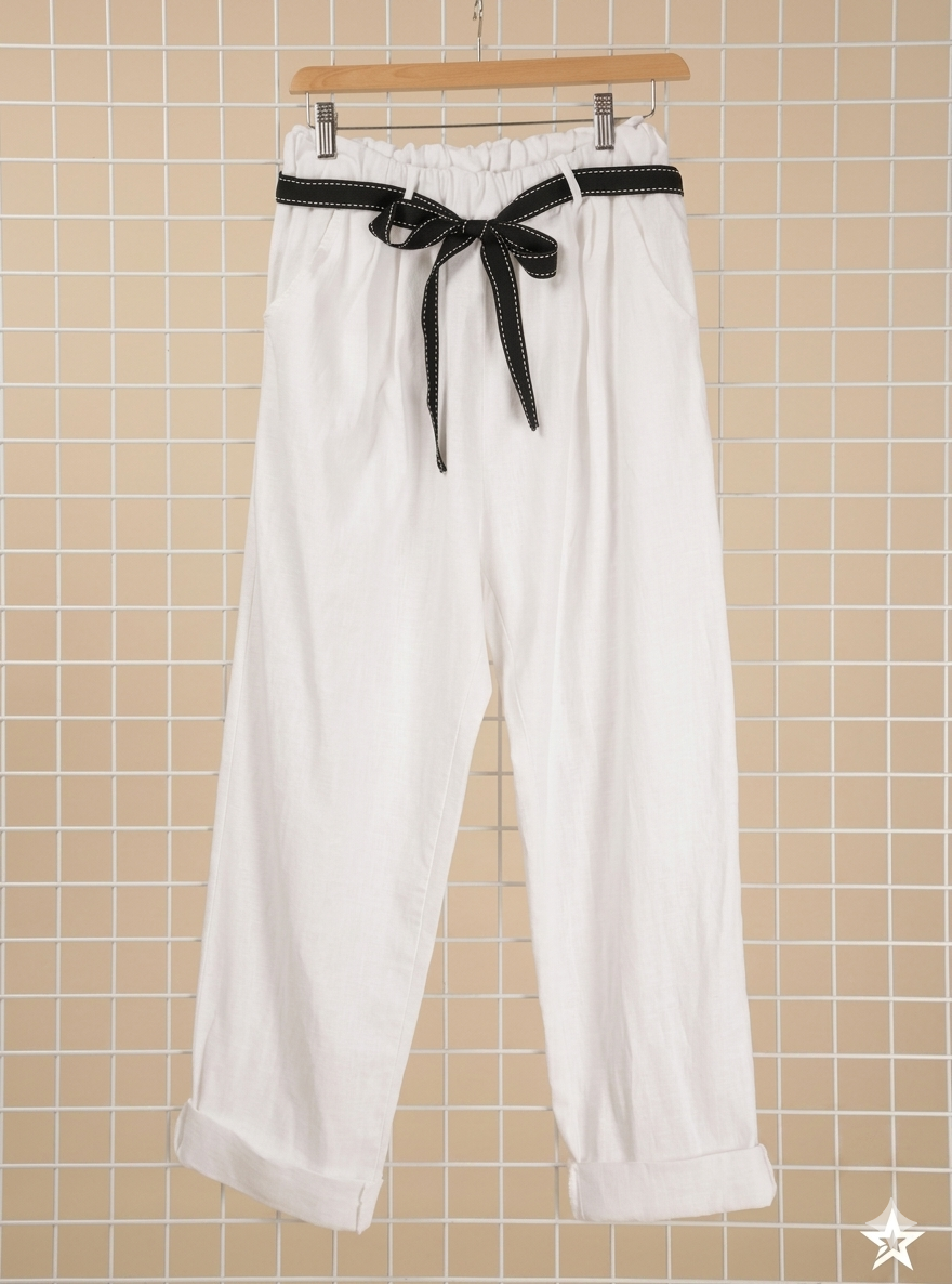 1000027190 pantalon grande taille femme coton Style Chic