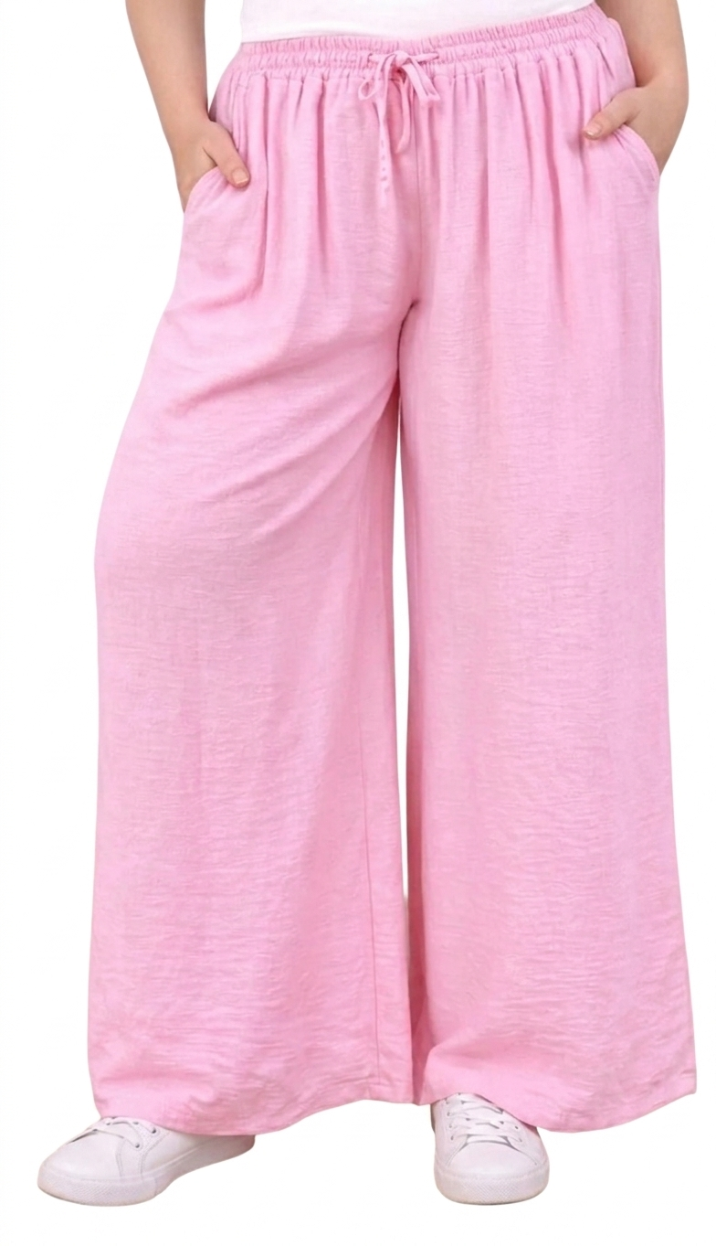1000027193 pantalon grande taille femme coton Style Chic