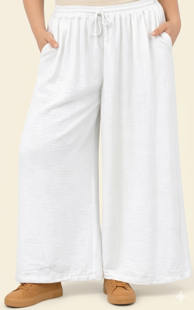 1000027194 pantalon grande taille femme coton Style Chic