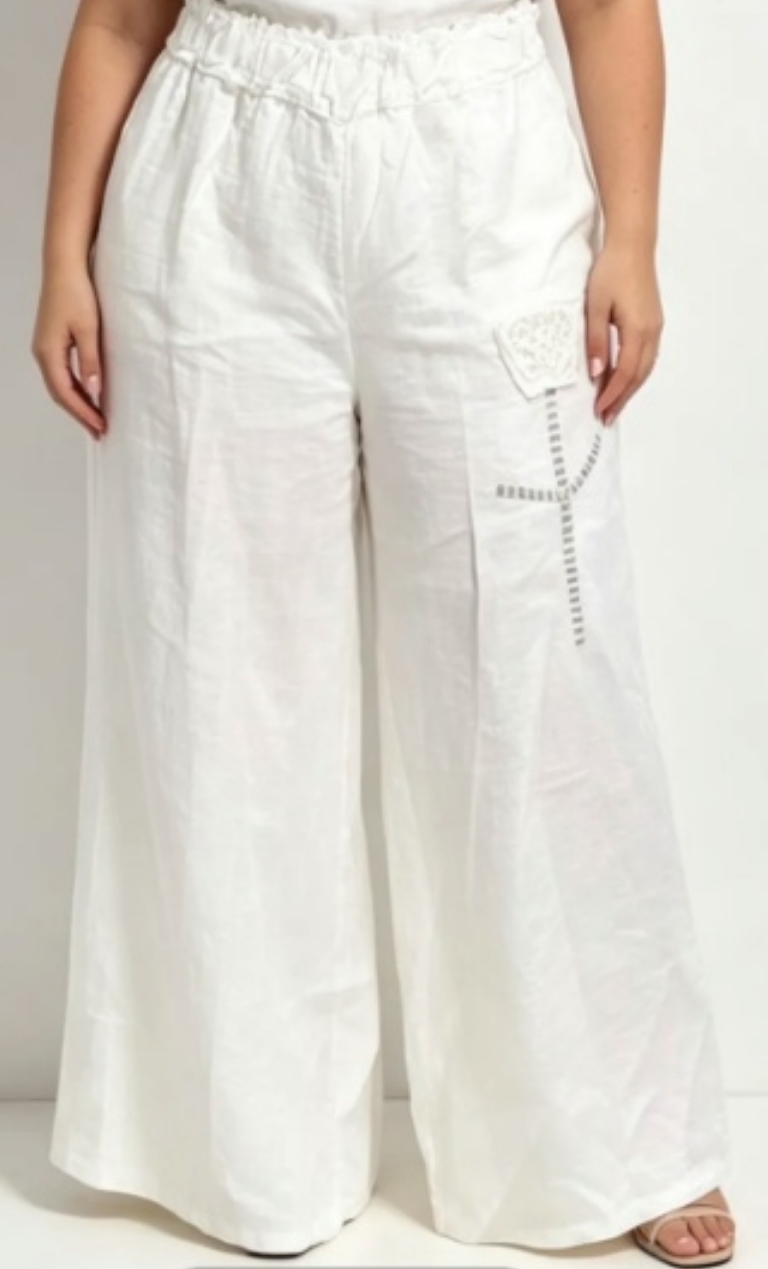 1000027205 pantalon grande taille femme coton Style Chic