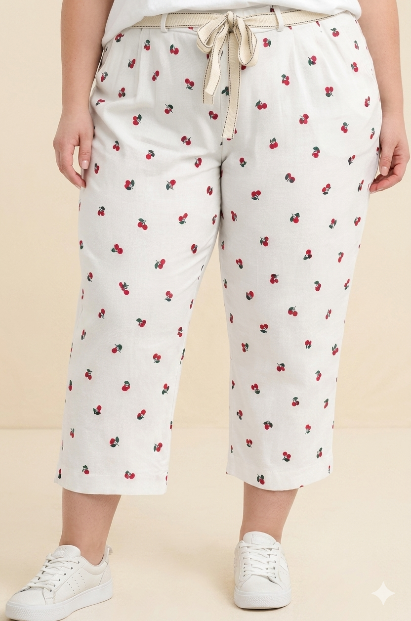 1000027211 pantalon grande taille femme coton Style Chic
