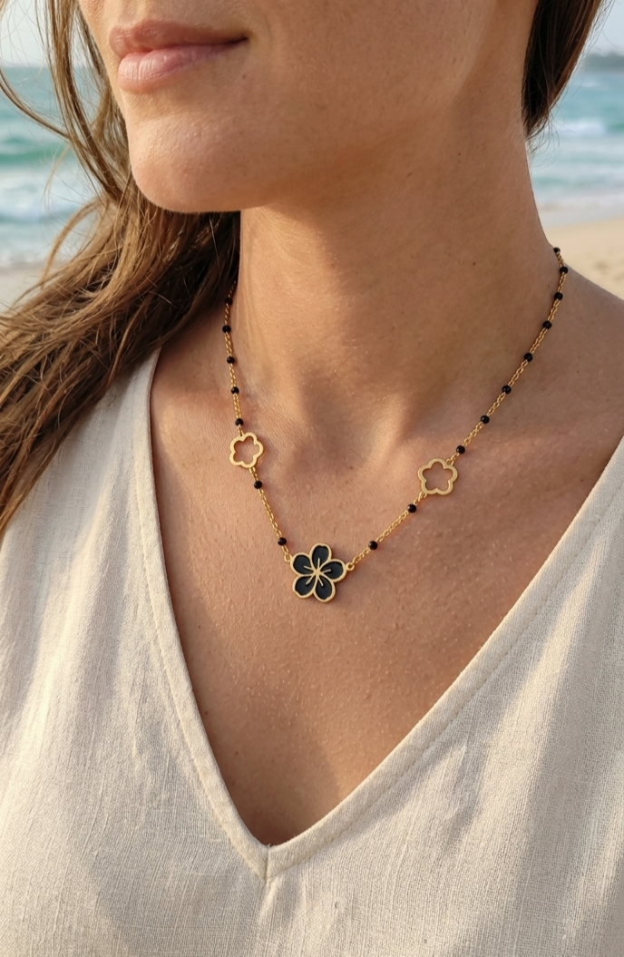 Floraya collier acier inoxydable doré femme Style Chic