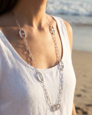 collier acier inoxydable argenté femme Style Chic