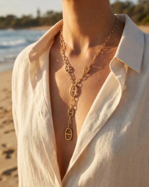 collier acier inoxydable doré femme Style Chic