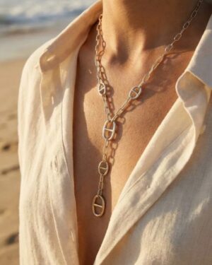collier acier inoxydable argenté femme Style Chic