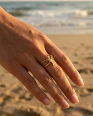 bague acier inoxydable dorée femme Style Chic