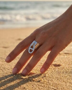 bague acier inoxydable argentée femme Style Chic