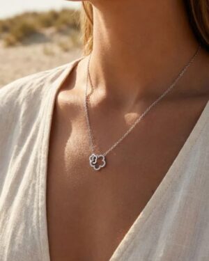 collier acier inoxydable argenté femme Style Chic