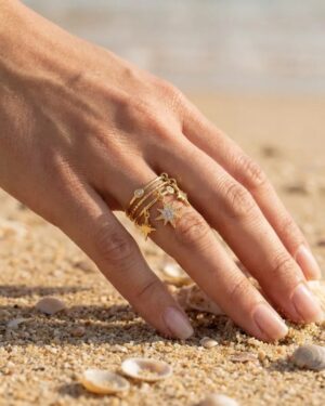 bague acier inoxydable dorée femme Style Chic