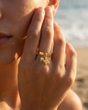 bague acier inoxydable dorée femme Style Chic