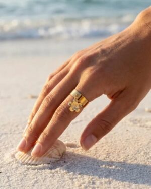 bague acier inoxydable dorée femme Style Chic