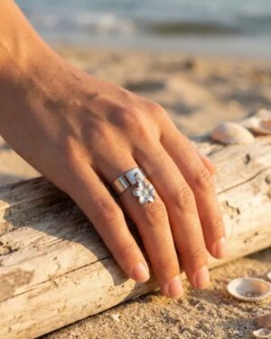bague acier inoxydable argentée femme Style Chic