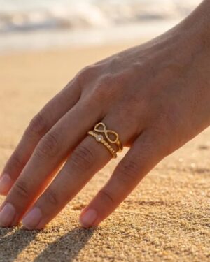 bague acier inoxydable dorée femme Style Chic