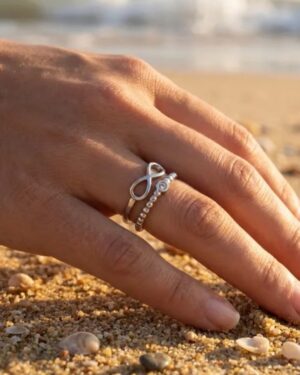 bague acier inoxydable argentée femme Style Chic
