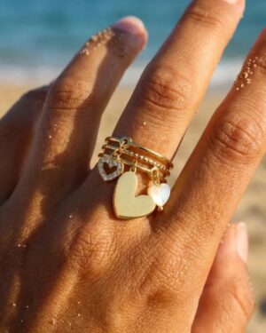 bague acier inoxydable dorée femme Style Chic