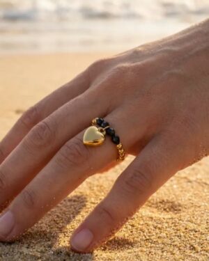 bague acier inoxydable dorée femme Style Chic