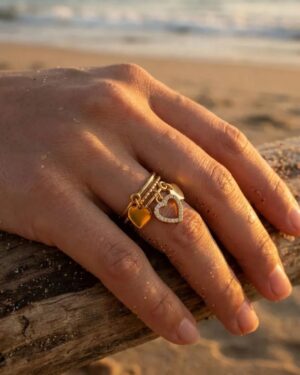 bague acier inoxydable dorée femme Style Chic