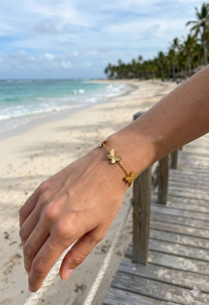 bracelet butterfly bracelet acier inoxydable doré femme Style Chic