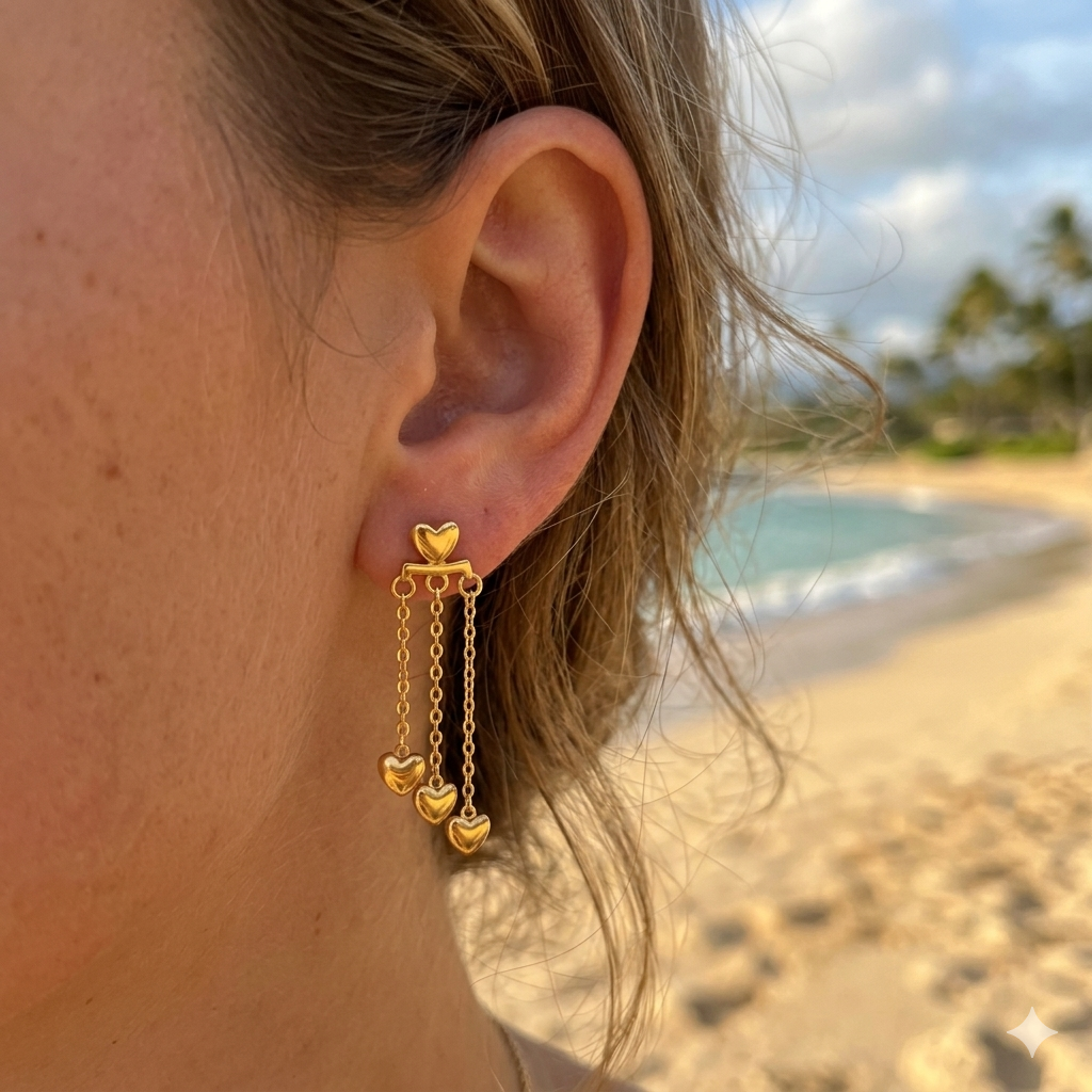 cora D boucles d'oreilles acier inoxydable dorées femme Style Chic