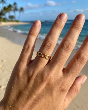 bague acier inoxydable dorée femme Style Chic
