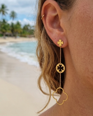 boucles d'oreilles acier inoxydable dorées femme Style Chic