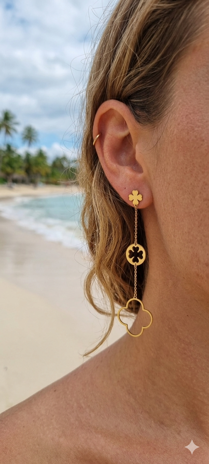 soline D boucles d'oreilles acier inoxydable dorées femme Style Chic