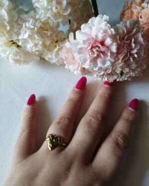 bague acier inoxydable dorée femme Style Chic