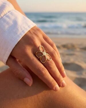 bague acier inoxydable dorée femme Style Chic